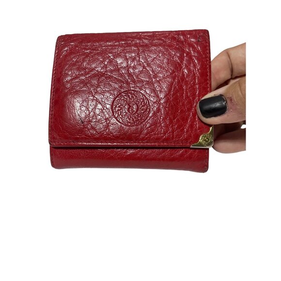 Vintage Red Crillon Leather Wallet With Gold-Tone Accents - Picture 1 of 5